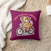 **自転車に乗ったかわいい犬 – Funny Cycling Dog** クッション (ブランケット)