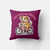 **自転車に乗ったかわいい犬 – Funny Cycling Dog** クッション (裏面)