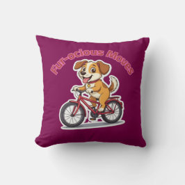 **自転車に乗ったかわいい犬 – Funny Cycling Dog** クッション