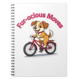 **自転車に乗ったかわいい犬 – Funny Cycling Dog** ノートブック