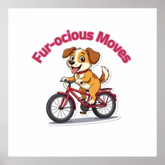 **自転車に乗ったかわいい犬 – Funny Cycling Dog** ポスター (正面)