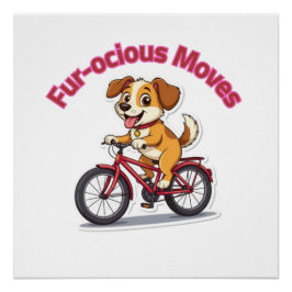 **自転車に乗ったかわいい犬 – Funny Cycling Dog** ポスター