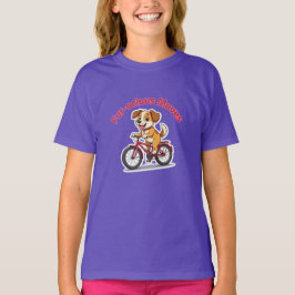 **自転車に乗ったかわいい犬 – Funny Cycling Dog Tシャツ