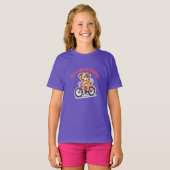 **自転車に乗ったかわいい犬 – Funny Cycling Dog Tシャツ (正面フル)