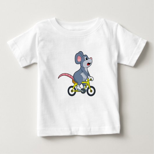 自転車に乗ったねずみ ベビーTシャツ (正面)