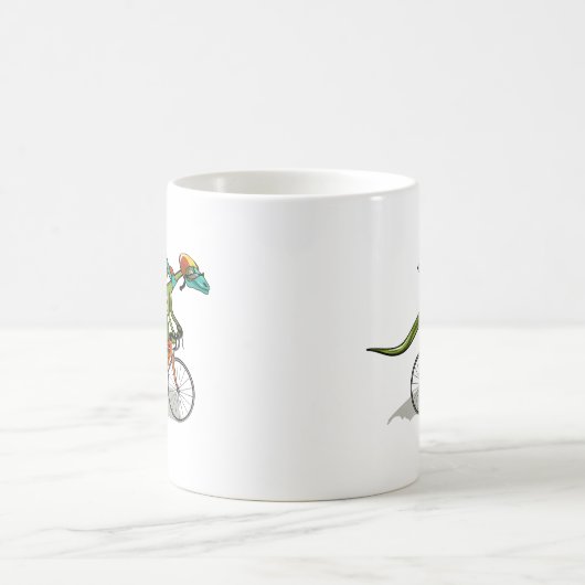 自転車に乗ったアナビセチア恐竜。 コーヒーマグカップ (中央)