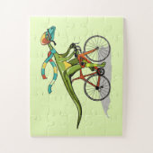 自転車に乗ったアナビセチア恐竜。 ジグソーパズル (縦)