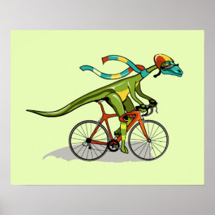 自転車に乗ったアナビセチア恐竜。 ポスター