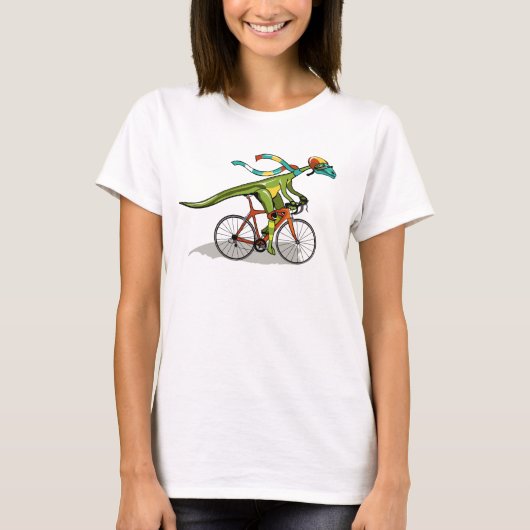 自転車に乗ったアナビセチア恐竜。 Tシャツ (正面)