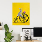 自転車に乗ったウサギ ポスター (ホームオフィス)