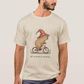 自転車に乗ったカワウソが大騒ぎ!面白いビーバーのデザイン Tシャツ