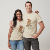 自転車に乗ったカワウソが大騒ぎ！面白いビーバーのデザイン Tシャツ (ユニセックス)