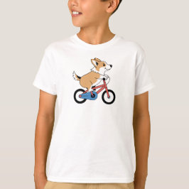 自転車に乗ったコーギー Tシャツ
