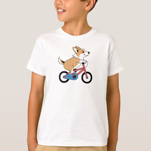 自転車に乗ったコーギー Tシャツ (正面)