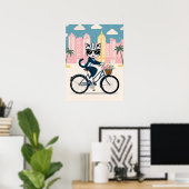 自転車に乗ったサイクリストの猫 ポスター (ホームオフィス)