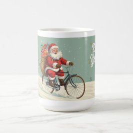 自転車に乗ったサンタクロース クリスマスマグ コーヒーマグカップ