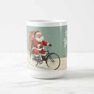 自転車に乗ったサンタクロース クリスマスマグ コーヒーマグカップ