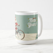 自転車に乗ったサンタクロース クリスマスマグ コーヒーマグカップ (正面右)