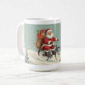 自転車に乗ったサンタクロース クリスマスマグ コーヒーマグカップ (正面左)