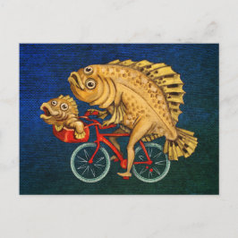 自転車に乗ったヒラメ絵を描ドリ ポストカード