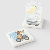 自転車に乗ったベクトル漫画の犬 ストーンコースター (横)