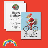 自転車に乗ったリスのクリスマスカードの自転車ナット シーズンカード