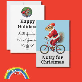 自転車に乗ったリスのクリスマスカードの自転車ナット シーズンカード