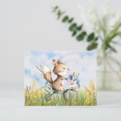 自転車に乗った可愛いキツネ ポストカード (スタンド正面)