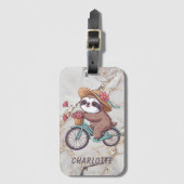 自転車に乗った名前のアドベンチャースロパーソナライズされたース ラゲッジタグ (正面縦)