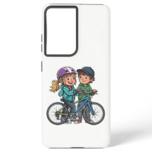 自転車に乗った女の子と男の子
