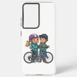 自転車に乗った女の子と男の子 SAMSUNG GALAXY S21+ケース