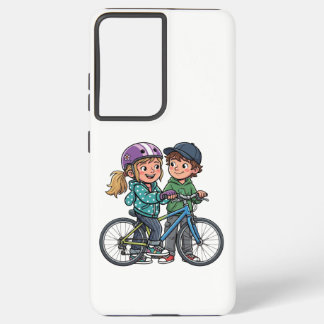自転車に乗った女の子と男の子 SAMSUNG GALAXY S21+ケース