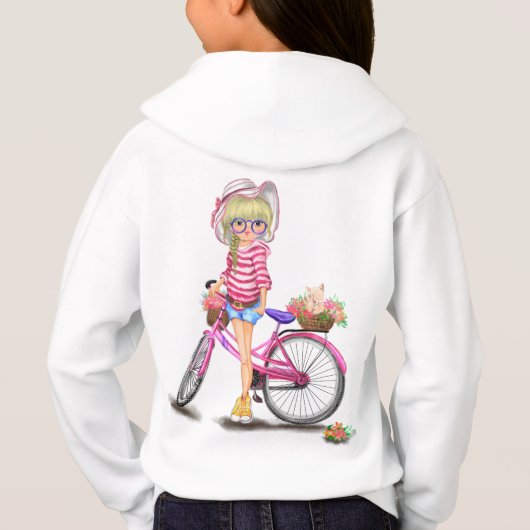 自転車に乗った女の子パーカー (裏面)