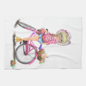 自転車に乗った女の子 キッチン タオル (横)