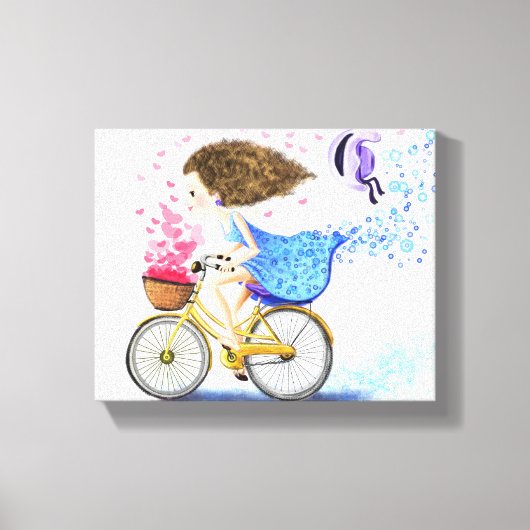 自転車に乗った女の子 キャンバスプリント (正面)