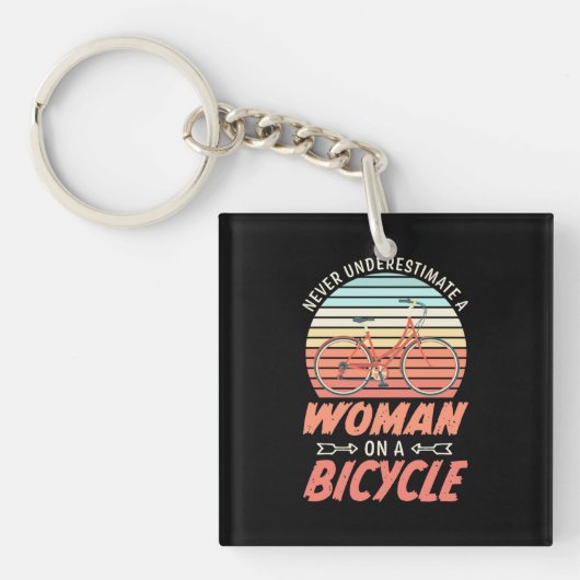 自転車に乗った女性 キーホルダー (正面)