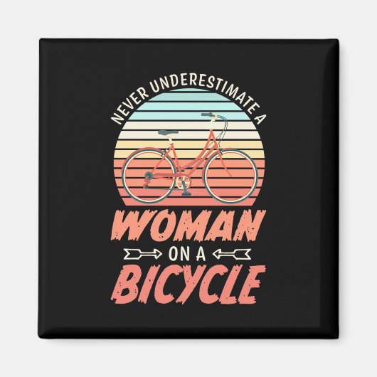 自転車に乗った女性 マグネット (正面)