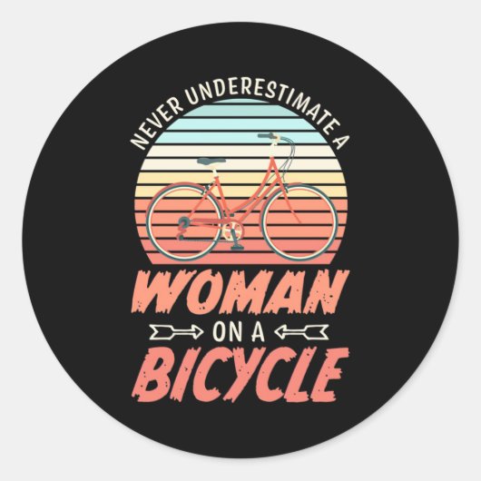 自転車に乗った女性 ラウンドシール (正面)