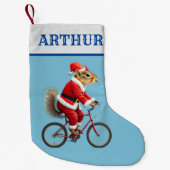 自転車に乗った子どものクリスマスソックリス スモールクリスマスストッキング (正面)