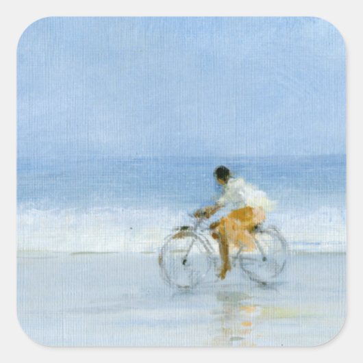 自転車に乗った少年2 スクエアシール (正面)