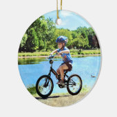 自転車に乗った少年 セラミックオーナメント (左)