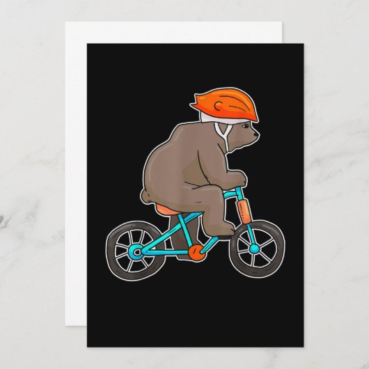 自転車に乗った熊のサイクリング サンキューカード (正面/裏面)
