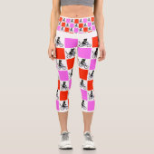 自転車に乗った猫キャットスポーティなサイクリストおもしろい カプリレギンス (正面)