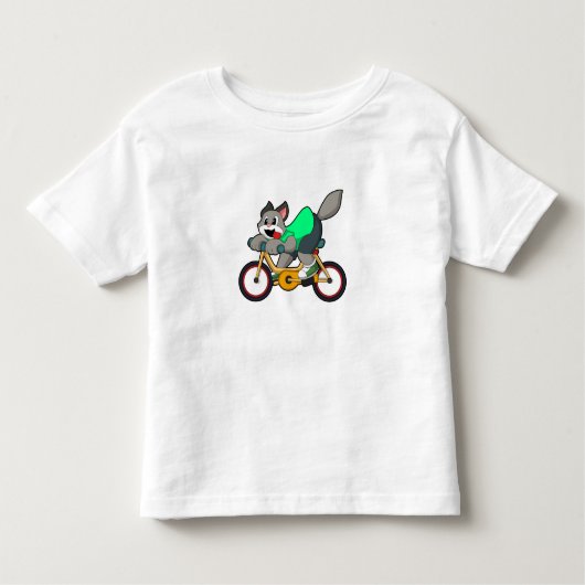 自転車に乗った猫 トドラーTシャツ (正面)