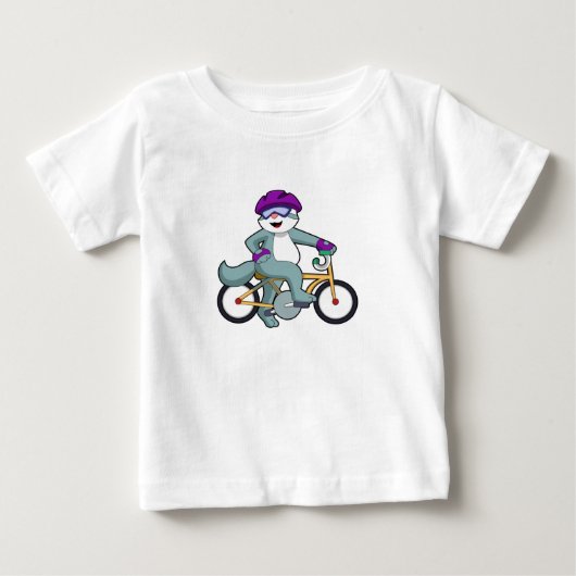 自転車に乗った猫 ベビーTシャツ (正面)