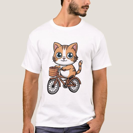 自転車に乗った猫 Tシャツ (正面)