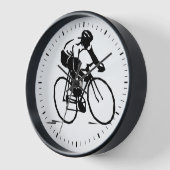 自転車に乗った男のシルエット 壁時計 (傾斜)