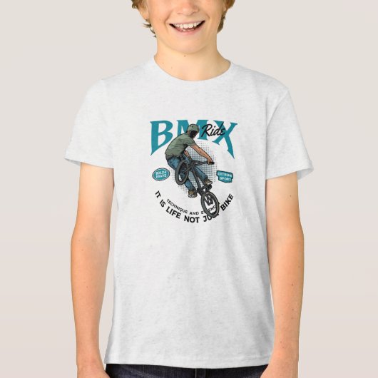 自転車に乗った男の子 トライブレンドTシャツ (正面)