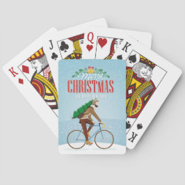 自転車に乗った男性のクリスマスカード トランプ