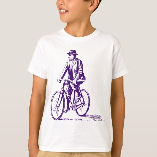 自転車に乗った男 – 深い紫 Tシャツ (正面)